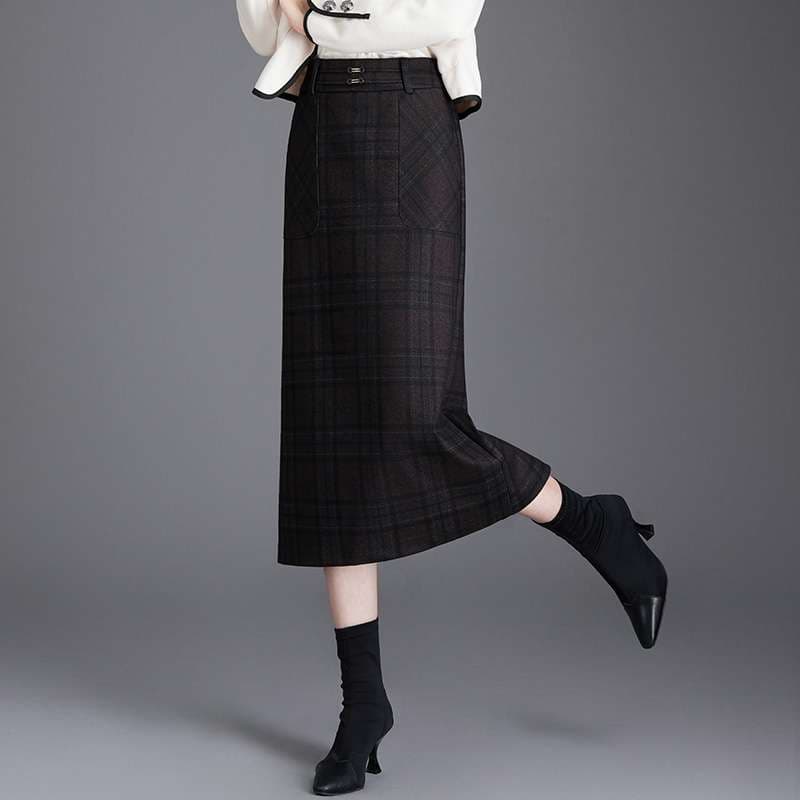 ウエストラインすっきりチェックスカート