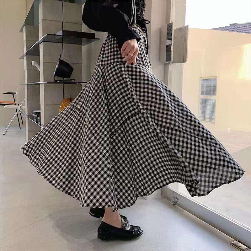 ギャザーフレア チェックスカート
