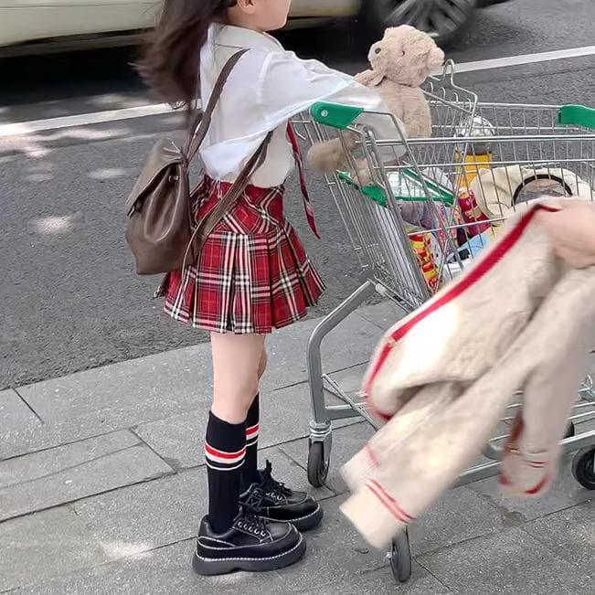 プリーツギャザーチェックスカート