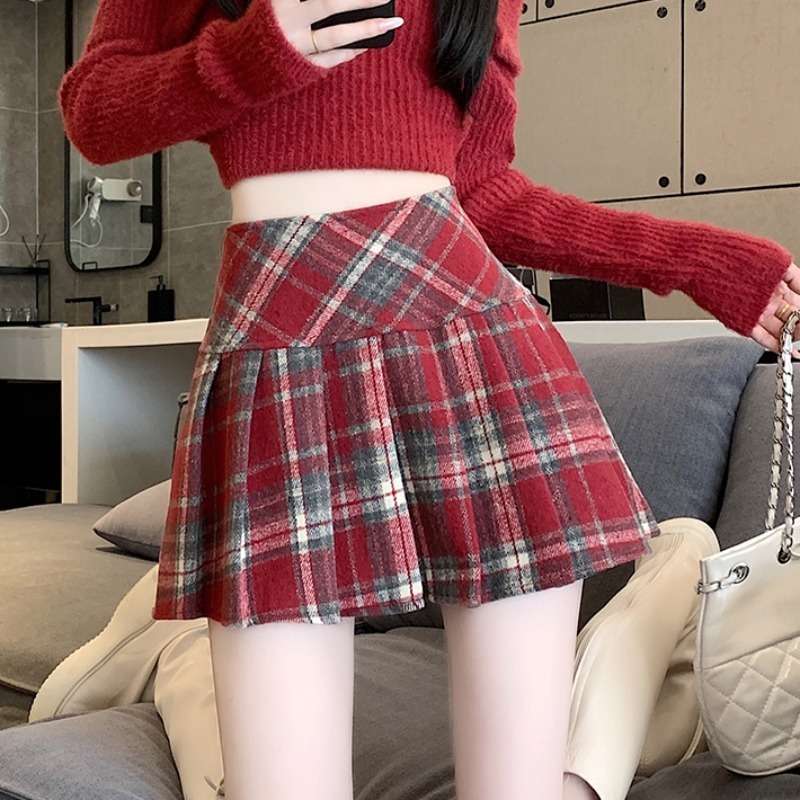 プリーツチェックスカート