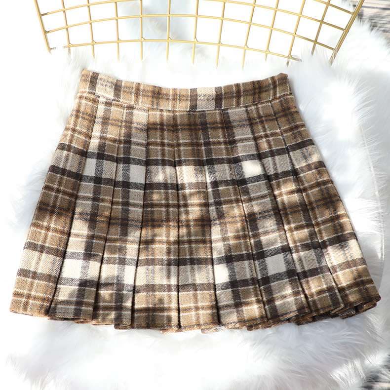 プリーツチェックスカート ミニ丈