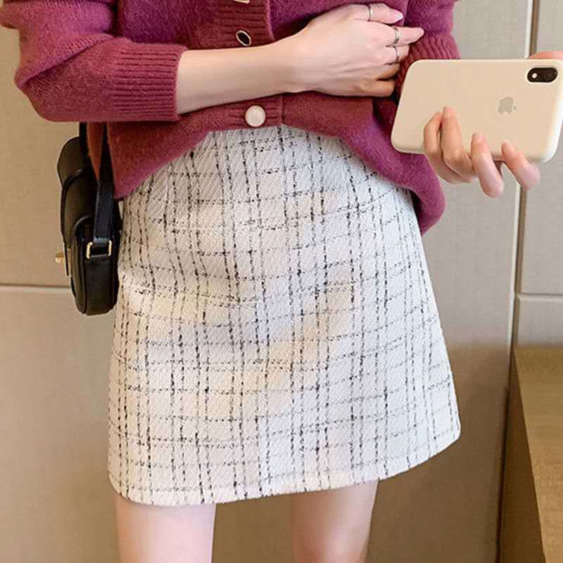 チェックスカート シンプル ツイード ミニスカート