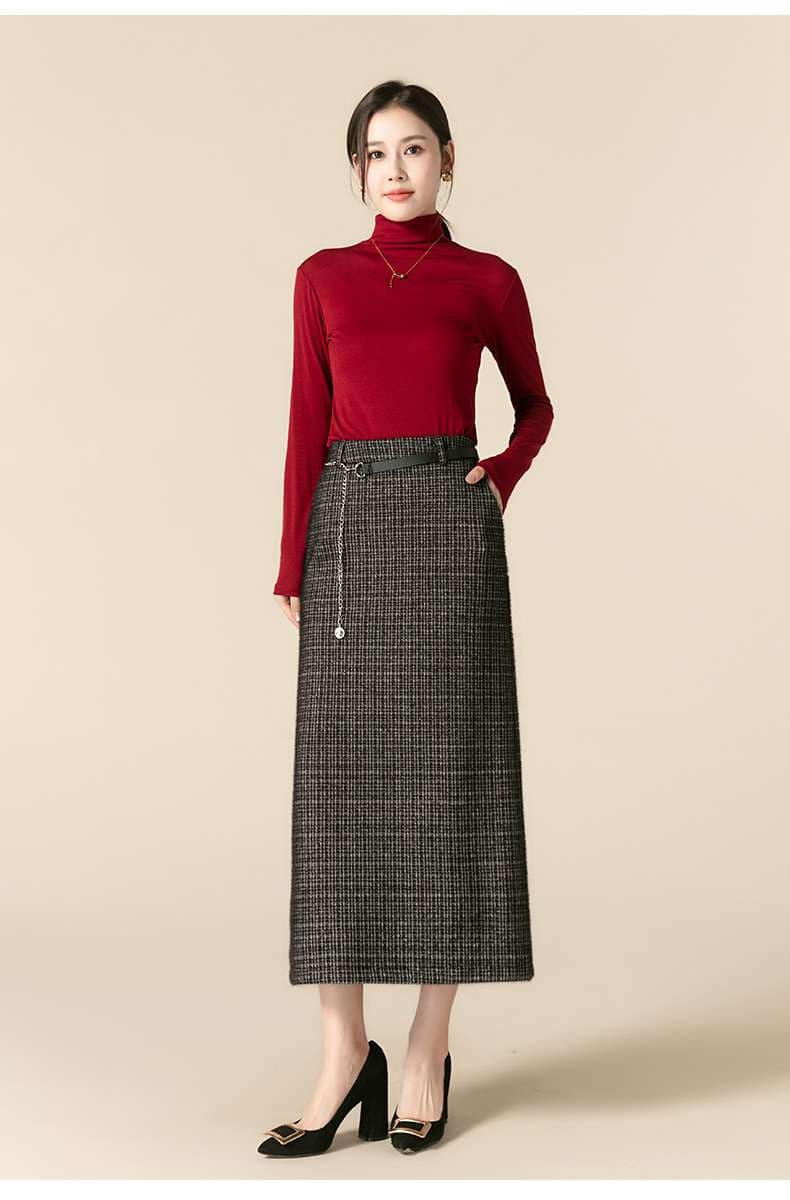 チェックスカート クラシックなチェックロングスカート