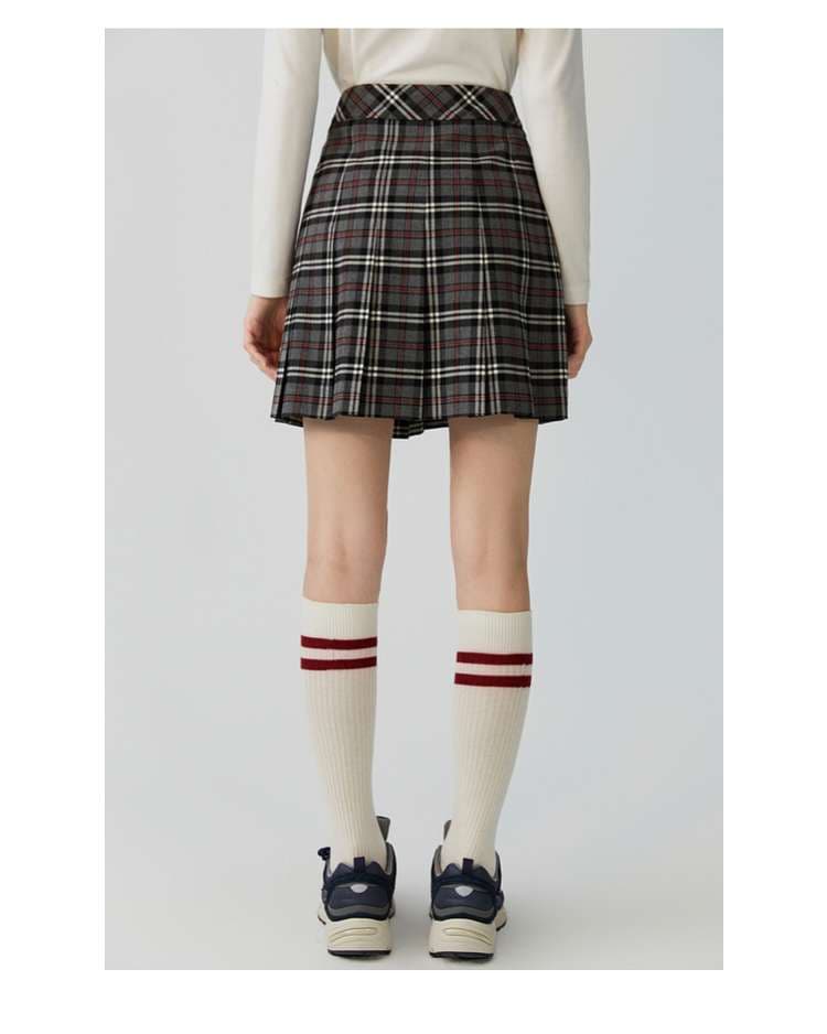 チェックスカート プリーツ入りチェック柄制服風スカート