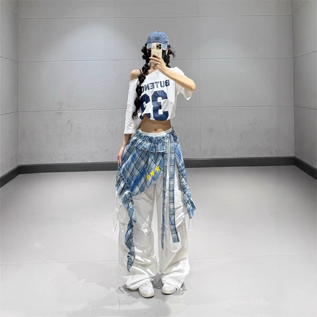 チェックスカート デニム切替チェック柄フリル ミニスカート