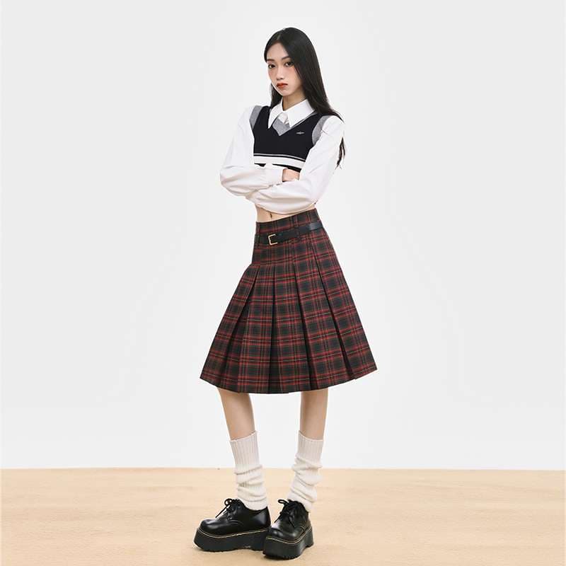 チェックスカート クラシカルプリーツスカート