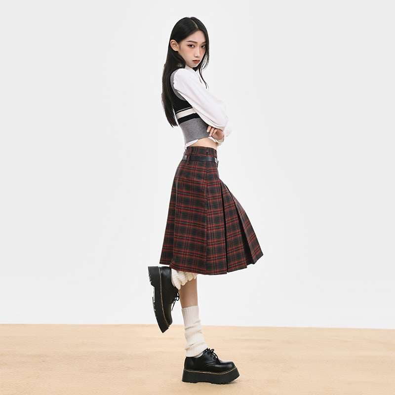 チェックスカート クラシカルプリーツスカート