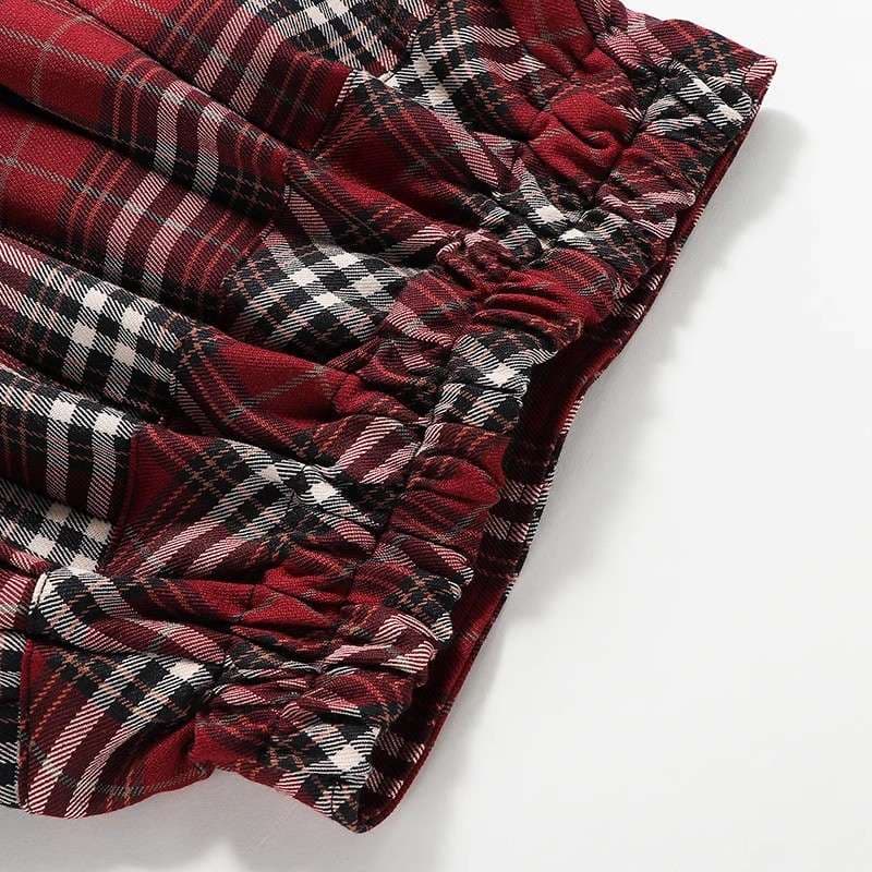 プリーツギャザーチェックスカート