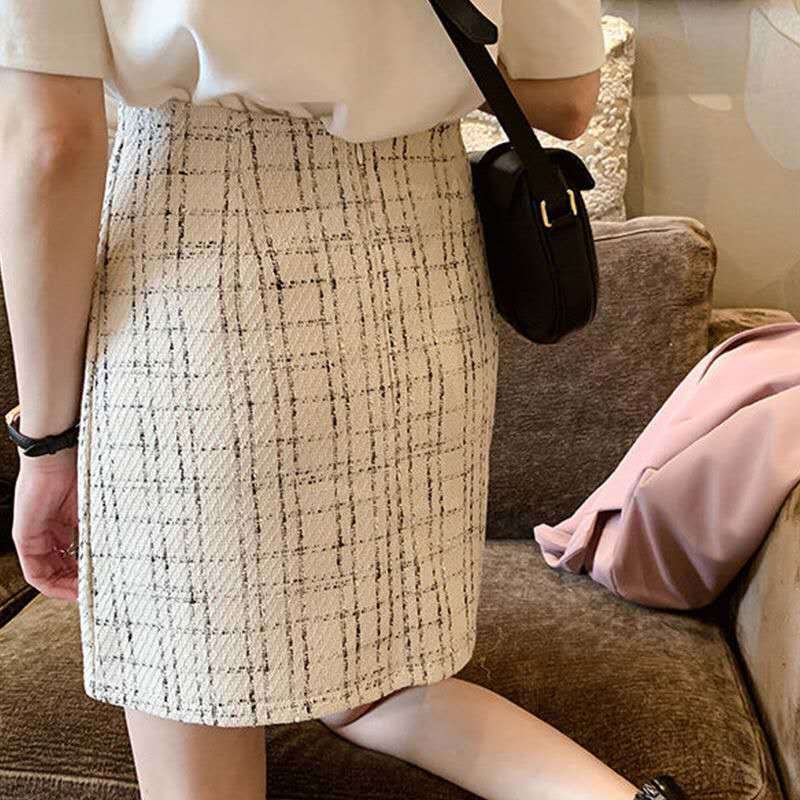 チェックスカート シンプル ツイード ミニスカート