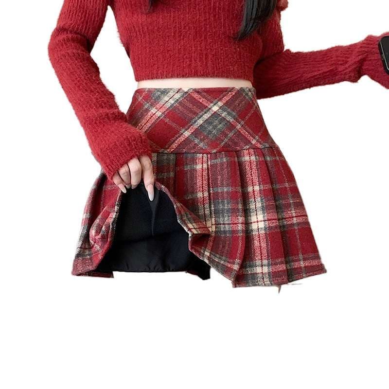 プリーツチェックスカート