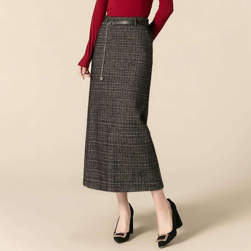 チェックスカート クラシックなチェックロングスカート