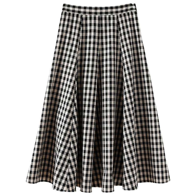 ゆるふわチェックスカート清楚系フレアロング