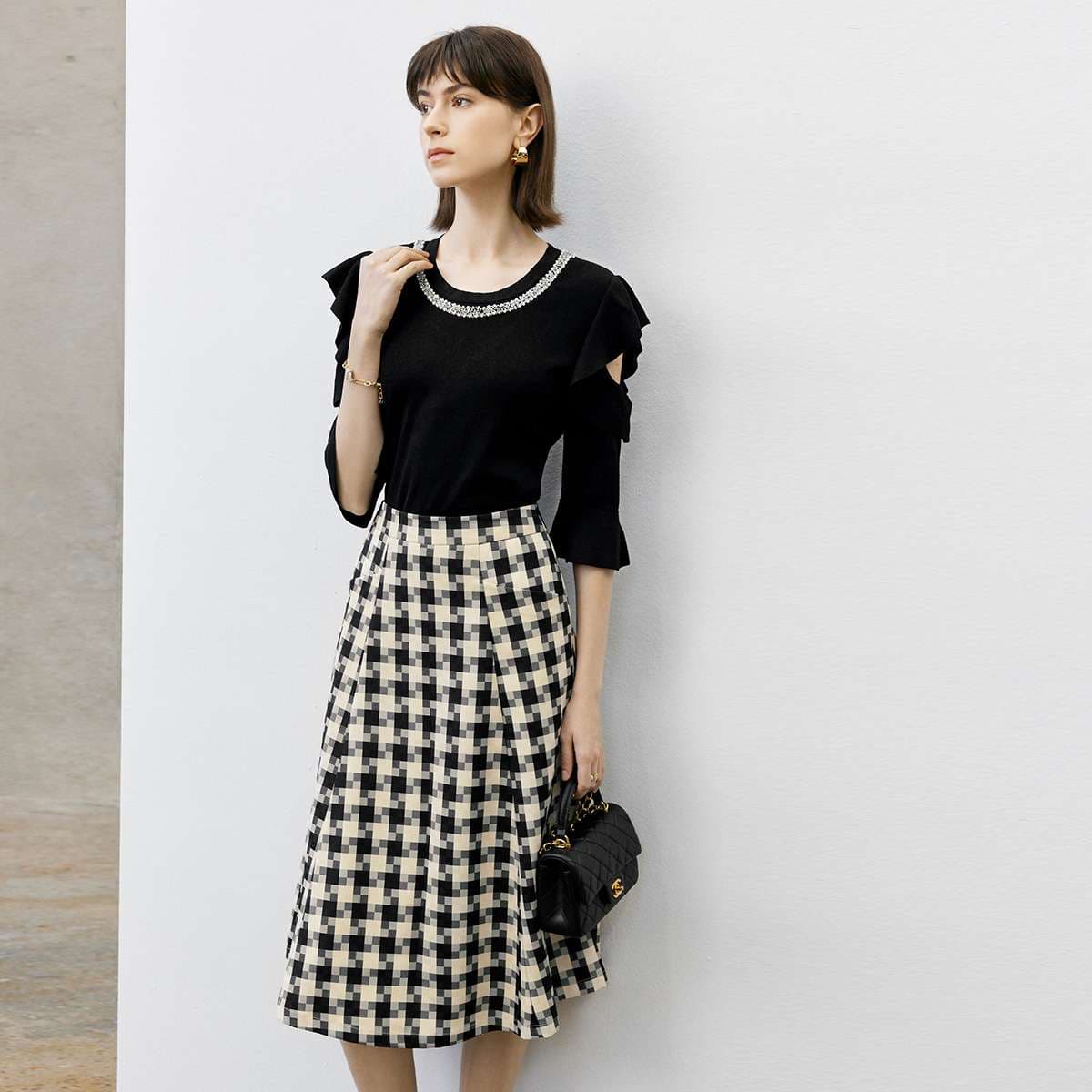 クラシカルプリーツチェックスカート