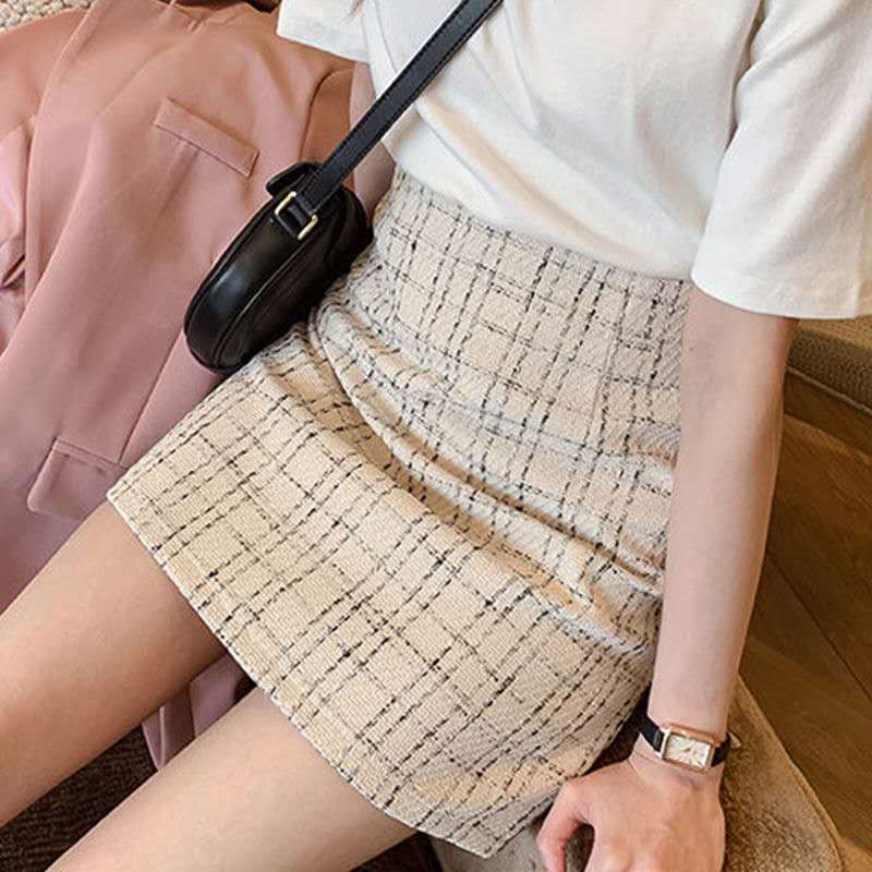 チェックスカート シンプル ツイード ミニスカート