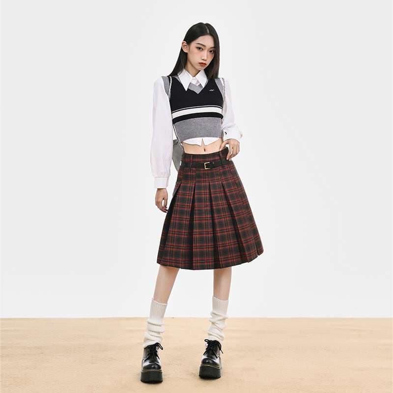 チェックスカート クラシカルプリーツスカート