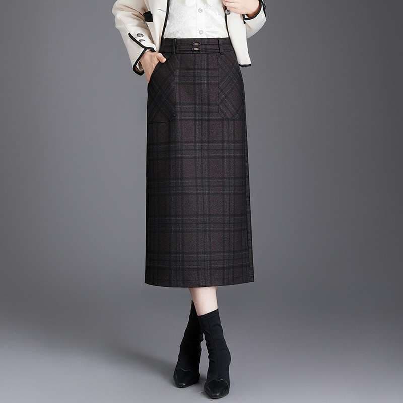 ウエストラインすっきりチェックスカート