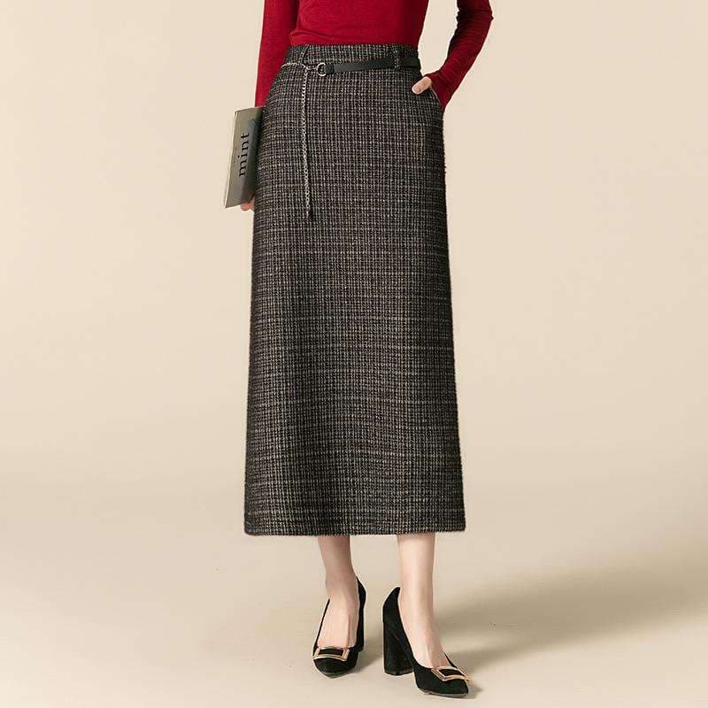 チェックスカート クラシックなチェックロングスカート