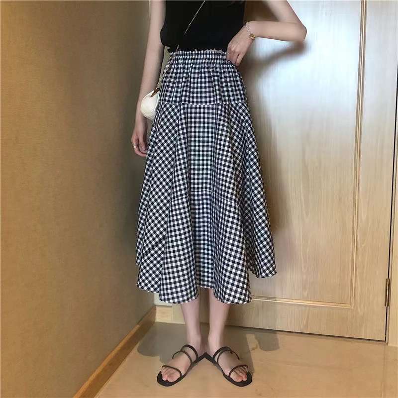 ギャザーフレア チェックスカート