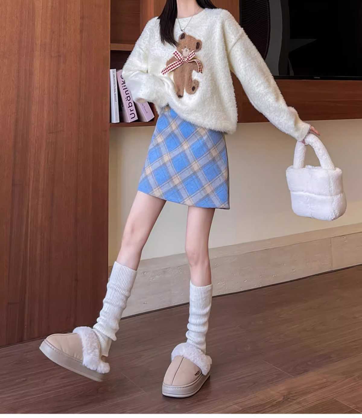 シンプル プリーツチェックスカート