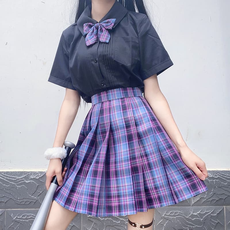 プリーツ制服風チェックスカート