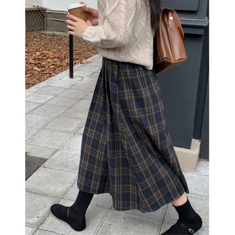 伝統柄織り レトロチェックスカート