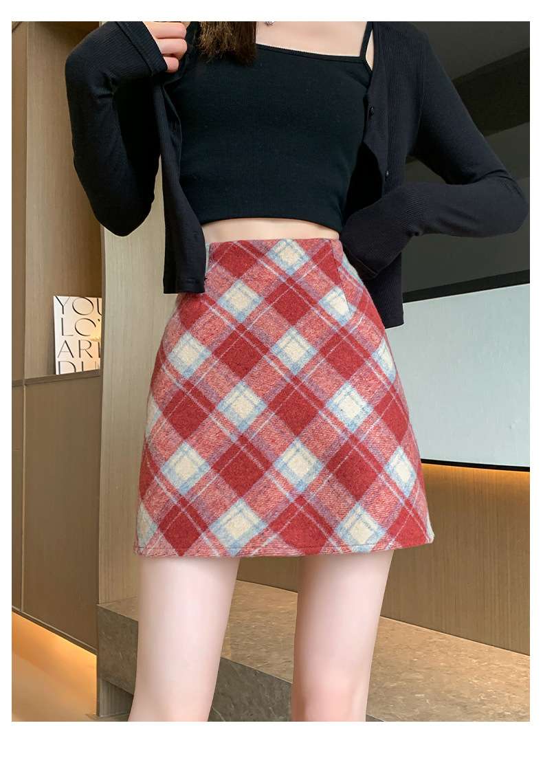 なめらかウール混チェックスカート