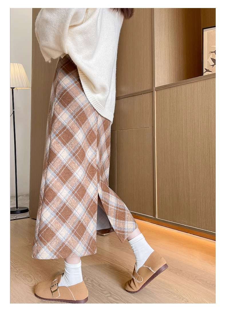 あったかチェックスカート ウールミックス