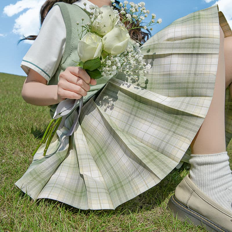 プリーツ制服風チェックスカート