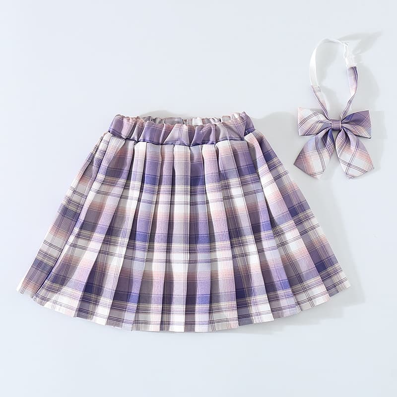 リボン付きプリーツチェックスカート