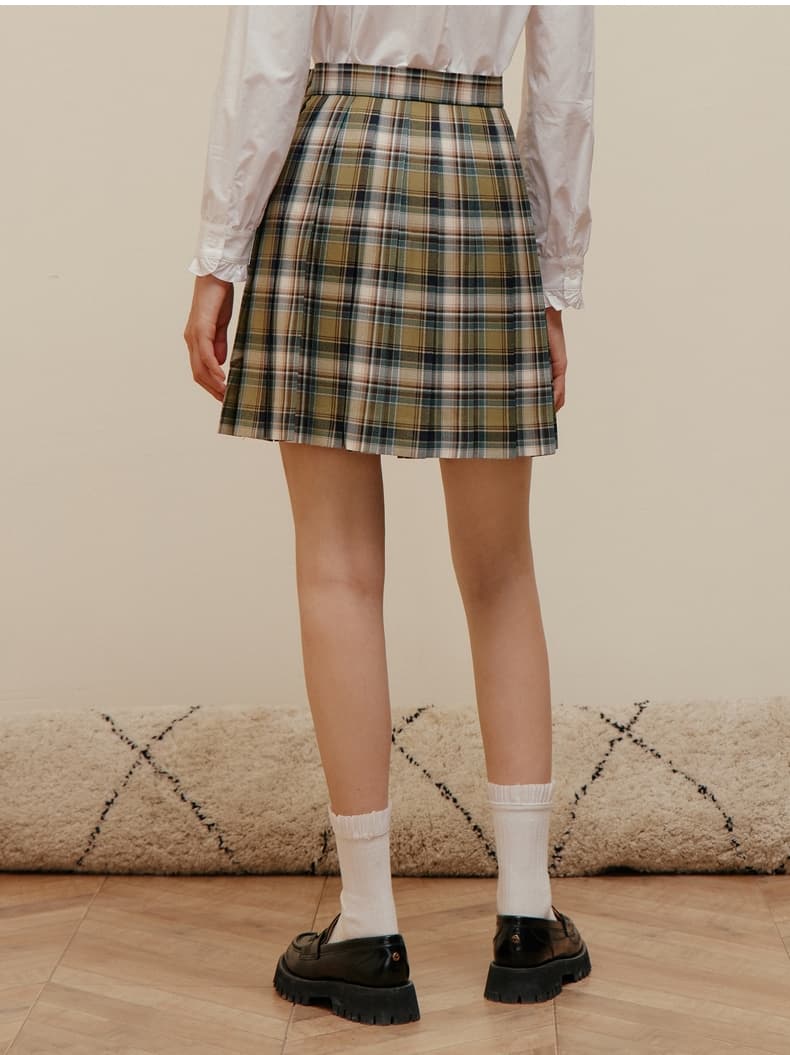 プリーツ入り制服風チェックスカート