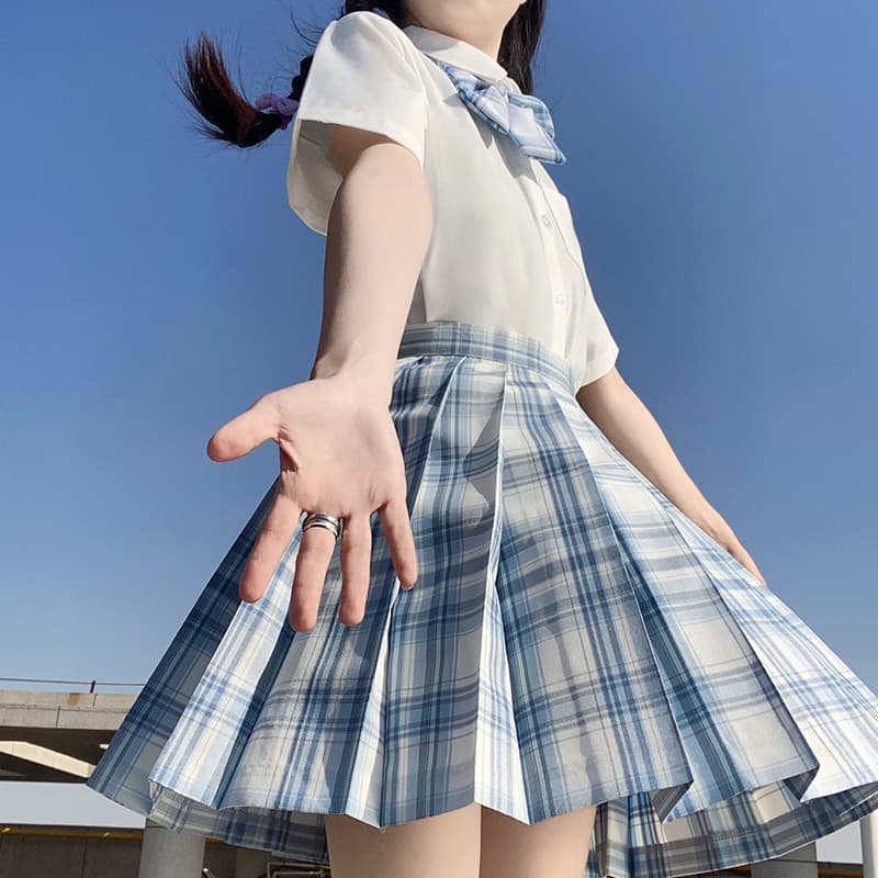 プリーツ制服風チェックスカート